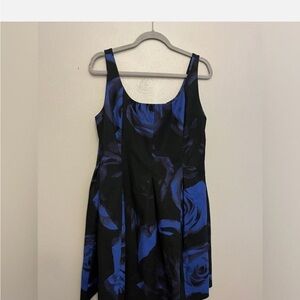 GAP Black Dress with Blue Floral Print